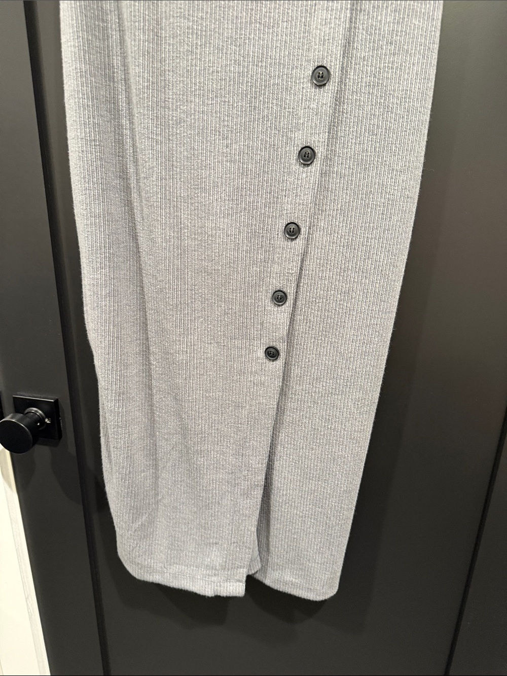 LOFT Gray Ribbed Button-Front Maxi Dress - Picture 5 of 6